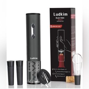 Ludkim Electric Wine Opener 5 piece Set - Matte Black